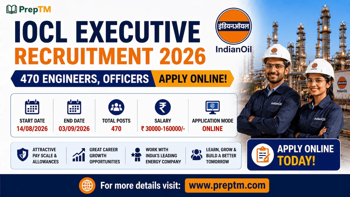 IOCL Executive Recruitment 2026: 470 Engineers, Officers Apply Online